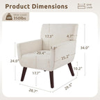 Upholstered Accent Chair,Mid Century Modern Office Fabric Small Living Room Chair with Arm,Comfy Wingback Armchair for Bedroom Reading (Beige, 2 PC)