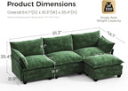 KKL 91.3" Modular Sectional Sofa, L-Shaped 4 Seater Cloud Couch with Ottoman, Chenille Modern Sectional Couches for Living Room, Apartment, Green