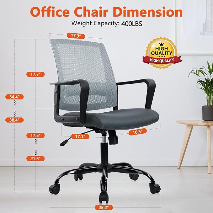 CLATINA Ergonomic Office Chair - Mesh Desk Chair with Lumbar Support, Rolling Comfortable Computer Chairs with Arms for Home Conference, Gray 8 Pack
