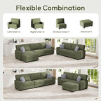 Wanderwell Oversized Modular Sectional Sofa, 6-Seater U Shaped Couches with Movable Ottoman,Corduroy Sectional Couch with Wide and Deep Seats Suitable for Living room,Bedroom,Apartment (Olive, 2+3+OT)