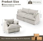 82” Modular Sectional Sofa, Comfy Down Fill Cloud Couch, Loveseat with Single Seater, Small Couch with Washable Cover, Sectional Couches for Living Room Small Apartments, Light Gray