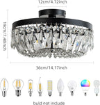 Veronie Crystal Ceiling Light Fixture, 4-Light Modern Semi Flush Mount Ceiling Light, Black Lighting Fixtures Lamp for Hallway, Kitchen, Entryway, Bedroom, Laundry Room
