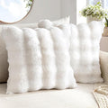 MIULEE Faux Fur Pillow Covers Thick Soft Plush Christmas 26x26 Inch Pack of 2 Euro Throw Pillows Luxury Home Decor for Winter Holiday Bed Couch Bedroom Living Room Sofa,White