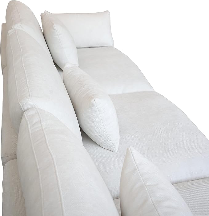 192" Modular Sectional Sofa Cloud Couch,Oversized Linen L-Shaped Sectional Sofa with Deep Seat,U-Shape 8-Seater Couch with Ottoman for Living Room in White