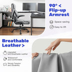 High Back Executive Ergonomic Computer Desk Chair with Rocking Function, Leather Managerial Office Chair with Adjustable Flip-Up Armrests and Lumbar Support