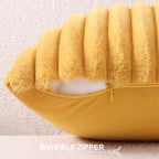 Pallene Faux Fur Plush Throw Pillow Covers 26x26 Set of 2, Luxury Soft Fluffy Striped Decorative Pillow Covers for Sofa, Couch, Living Room, Mustard Yellow