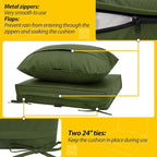 AAAAAcessories Outdoor Deep Seat Cushions, Waterproof, Fade-Resistant Patio Furniture Replacement Cushions, Set of 2, 24" x 24" x 5", Woodland Green