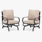 PHI VILLA Patio Conversation Set for 2, Deluxe Outdoor Patio Set with 2 C-Base Padded Sofa Chair