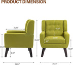 Accent Chairs Set of 2, Modern Fabric Armchairs for Living Room, Comfy Upholstered Arm Chairs Tufted for Indoor Bedroom Office Room (Green)