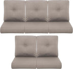 Patio Chair Cushions 5 Packs - Outside 22x24 High Back Water-Resistant Cushion with Zipper Cover for Outdoor Glider Rocking Chairs Loveseat 3-seat Couch Sofa – Grey/Buckle