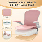 Synorla Office Chair, Ergonomic Desk Chairs 330LBS Capacity High Back Mesh Computer Chair with Flip-up Armrests, Comfy Work Chair with Adjustable Lumbar Support,Gray Pink, One Size