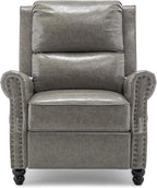 UIXE Faux Leather Recliner Chair, Pushback Armchair Overstuffed Accent Chair for Living Room, Rivet Trim Club Chair Home Theater Single Sofa Bedroom Side Reading Seat - Gray