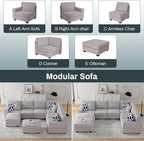 Legend Vansen Modular Sectional Sofa U Shaped Couch with Ottoman Modern Reversible Corner Sectional Couch for Living Room (Light Grey, U Shaped Sofa-3)