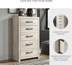 Signature Design by Ashley Cambeck Industrial 5 Drawer Chest with Safety Stop, Whitewash