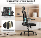 Farini Ergonomic Office Chair, Home Office Desk Chair with Headrest, High Back Computer Chair with Armrests and Adjustable Lumbar Support for Home Office Study Room, White & Black