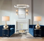 Possini Euro Design Swift Modern Table Lamp 30 1/2" Tall Mercury Glass Chrome Metal Neck Twin Double Drum Shade Decor for Bedroom Living Room House Bedside Nightstand Home Office Entryway Family