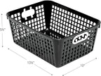 Really Good Stuff - 160016BK Multi-Purpose Plastic Storage Baskets for Classroom or Home Use - Stackable Mesh Plastic Baskets with Grip Handles 13" x 10" (Black - Set of 12)