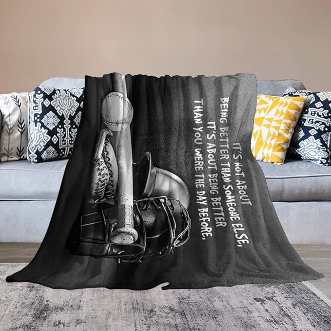 Baseball Throw Blanket for Kids & Adults - Soft, Warm, Cozy Fleece for Couch, Sofa, Bed - 50"x60"