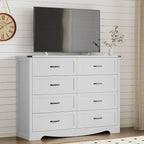 8-Drawer Dresser for Bedroom, Modern Wooden Chest of Drawers with Metal Handles, Anti-Tipping Design, Sturdy and Stable Storage Organizer for Living Room, Entryway, Home Office