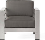 Christopher Knight Home Cape Coral Outdoor Aluminum Chat Set with Fire Table, Khaki / Light Grey