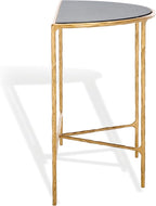 SAFAVIEH Couture Collection Jessa Brass Base & Black Marble Top Half Moon Console Table, Fully Assembled
