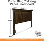 Signature Design by Ashley Porter Traditional Panel Headboard ONLY, King/California King, Dark Brown