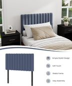 Upholstered Headboard for Twin Size, Adjustable Height Channel Tufted Headboard for Bedroom, Modern Style, Navy Blue