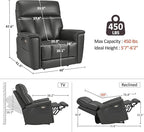 MCombo Heavy Duty Lift Chair for Elderly, Extra Wide Dual Motor Power Lift Recliner 450lbs with Hidden Cup Holders, USB Charging, Breathable Faux Leather R7777 (Grey)