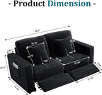 ORRD Power Reclining Sectional Sofa, Electric Loveseat Recliner with 2 Electric Footrest and Adjustable Headrest, Modern Plush Corduroy Fluffy Reclining Sectional with Deep Seat for Living Room-Black