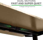 Uncaged Ergonomics Rise Up Electric Standing Desk Adjustable Height 24-49" Dual Motor One Piece 60x30 Bamboo Large Standing Table, Sit Stand Rising Desk Home Office