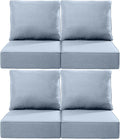 Luxury 24x24x6 Inch Outdoor Chair Cushions Set of 4 - Heavy Duty Water-Resistant Comfy Cushion for Patio Furniture Set Dining Gliding Rocking Chairs Loveseat L-Shape Sofa - Baby Blue