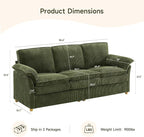 ONBRILL 86.6" Corduroy Couches for Living Room, Comfy 3 Seater Sofa with Pillow-Top Armrest & Dual-Layer Cushions, Mid Century Modern Couch for Bedroom, Apartment, Green