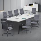 Office Chair, Ergonomic Executive Conference Room Chairs, Ribbed Leather Desk Chair with Lumbar Support, Adjustable Height Mid-Back Swivel Chair with Padded Seat