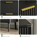 LYNSOM Fluted 9 Drawer Dresser for Bedroom, 55" Wide Modern Chest of Drawers with Curved Profile Design and Metal Handles, Wood Dresser TV Stand & Storage Organizer for Bedroom, Hallway, Black