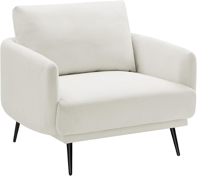 Oversized Accent Chair for Living Room Chairs Reading Arm Chair Comfy Modern Single Sofa Side Chairs with Metal Legs & Soft Cushion for Bedroom, Waiting Room (Polyster Pearl White, Set of 2)