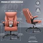 Office Chair, Ergonomic Big and Tall Computer Desk Chairs, Executive Breathable Leather Chair with Adjustable High Back Flip-up Armrests, Lumbar Support Swivel PC Chair with Rocking Function