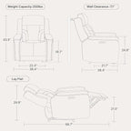 Watson & Whitely Genuine Leather Electric Recliner Chairs for Adults, Lay Flat Recliner with Power Headrest & Chargers for Living Room, Cream