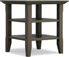 SIMPLIHOME Acadian SOLID WOOD 19 inch Wide Square Transitional End Table in Farmhouse Grey for the Living Room and Bedroom