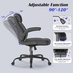 AnyGod Executive Leather Office Chair, Ergonomic Home Office Desk Chair with Flip-up Armrests, Lumbar Support, Adjustable Height, Mid-Back with Rocking Function for Executives