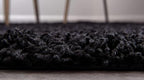 Unique Loom Solid Shag Collection Area Rug (2' 6" x 16' 5" Runner, Jet Black)