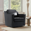 UIXE Faux Leather Swivel Accent Chair, Upholstered Arm Chair for Living Room, Modern Club Armchair Comfy Single Sofa Bedroom Reading Seat with Lumbar Pillow - Black