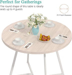 VECELO 35” Round Dining Table Set with 4 Cushioned Padded Chairs for Kitchen, Breakfast Nook, or Living Room, Wood-Grain Tabletop & Heavy-Duty Steel Frame, Easy Assembly, Natural Wood