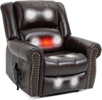 Recliner Chairs for Adults, Oversized Bedroom Chair with Massage, Sofa Chair Home Theater Seating with Lumbar Support, Lift Chair for Elderly, Nursery Chair for Living Room (Breathable Leather)