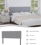 Upholstered Headboard for Queen Size, Adjustable Height Channel Tufted Headboard with Sturdy Wood Legs for Bedroom, Modern Style, No Box Spring Needed, Grey