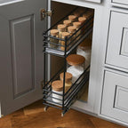 Household Essentials Glidez Multipurpose Paint-Finished Steel Pull-Out/Slide-Out Storage Organizer with Plastic Liners for Under Cabinet Use - 2-Tier Design, Black