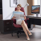 Home Office Desk Chair, Ergonomic High Back Leather Computer Chair with Lumbar Support, Adjustable Height & Recline, Swivel Executive Office Chair with Armrests and Rubber Casters, Red