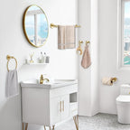 TQKAG Brushed Gold Bathroom Hardware Accessories Set 10-Pieces, Premium SUS304 Stainless Steel Bathroom Towel Bar Holder Set 23.6 Inch Round Towel Racks for Bathroom Wall Mounted