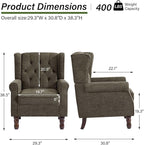 Accent Chair, Upholstered Armchair with Button Tufted High Back & Solid Wood Legs, Comfy Wingback Reading Single Sofa Chair for Small Spaces, Living Room, Bedroom-Taupe, Set of 2