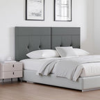 Headboard Queen Size Upholstered Faux Leather, Queen Headboard with Sturdy Metal Legs, Tufted Upholstery Design Headboards with Adjustable Width & Height (Grey)