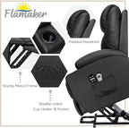 Flamaker Power Lift Recliner Chair Electric Lift Recliner for Elderly Power Lift Recliner Chair with Cup Holders Side Pockets for Living Room (Leather, Dark Black)